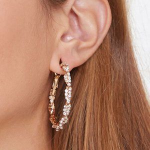 Faux Gem Hoop Earrings